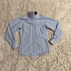 Child’s Size 10 Blue RJ Classics Long Sleeve Horseback Riding Show Shirt